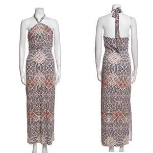 ☀️ Cynthia Rowley Halter Printed Jersey Knit Maxi Dress kaleidoscope boho